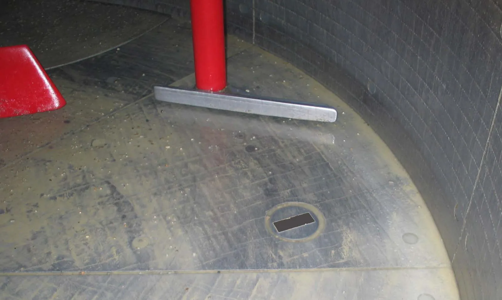 Base plate installation, viewed inside the mixer
